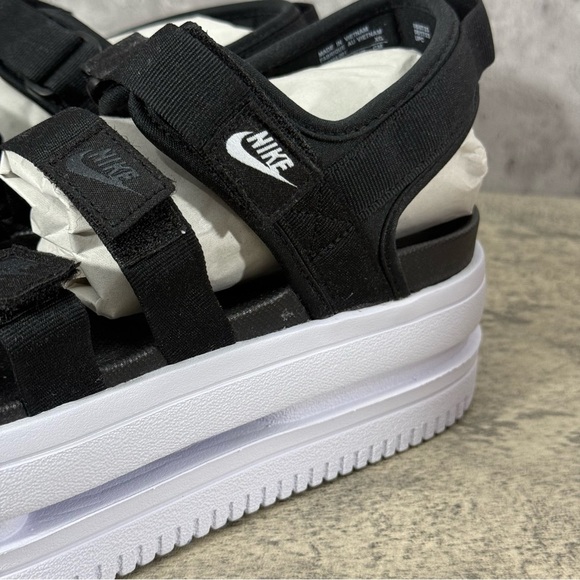 NEW Nike Icon Classic Platform Sandals Women 12 Black/White - Picture 4 of 11